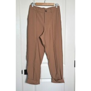 A New Day Women's Brown‎ Relaxed Fit High Rise Pleated Cuff Pants Size 8